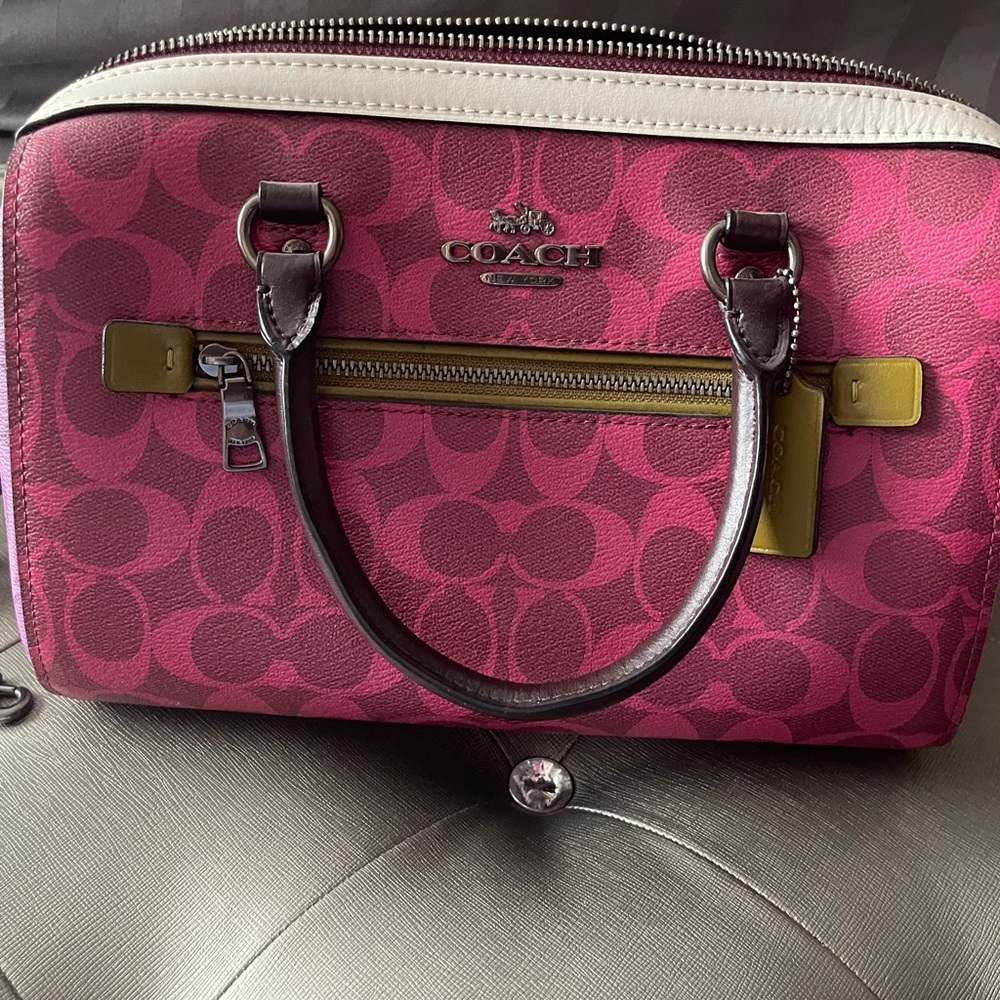 Coach Colorblock Rowan Satchel (Pink and Purple)